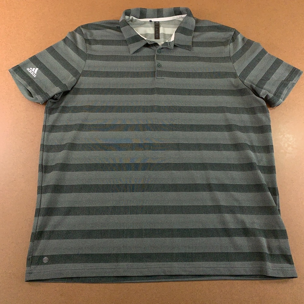 Adidas Men's Size 2XL Gray Two-Tone Striped Short Sleeve Polo Shirt
